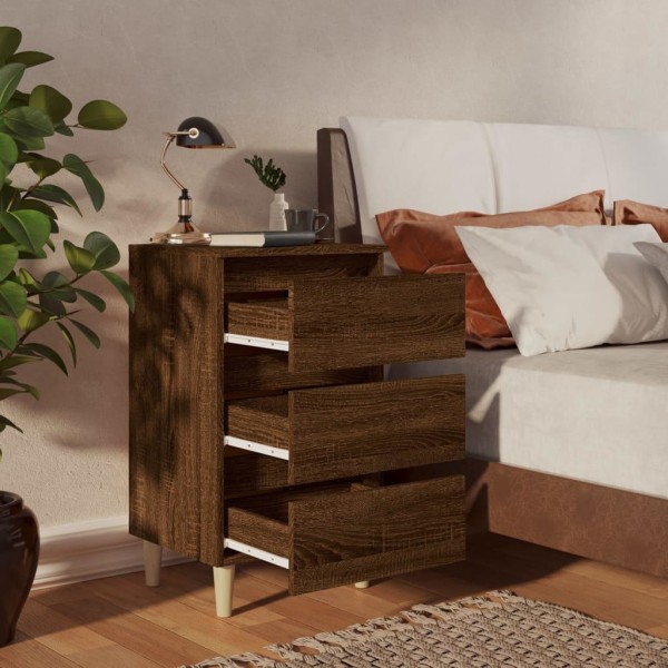 vidaXL Sängbord med ben i massivt trä 2 st brun ek 40x35x69 cm Brun