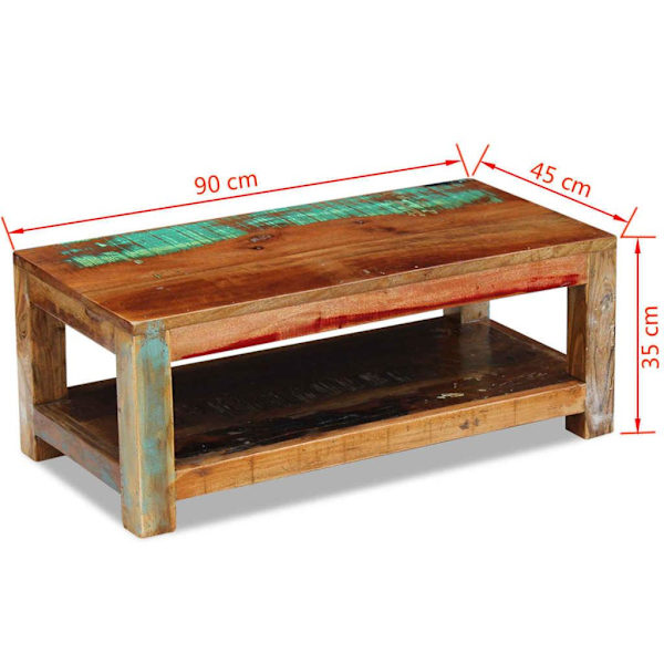 vidaXL Soffbord massivt återvunnet trä 90x45x35 cm Brun