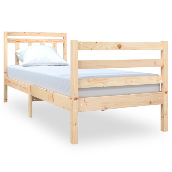 vidaXL Sängram massivt trä 75x190 cm Brun