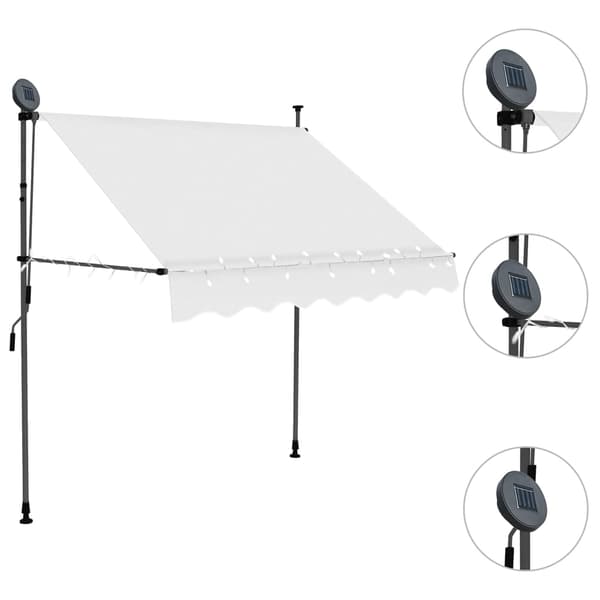 vidaXL Markis manuellt infällbar med LED 100 cm gräddvit Creme