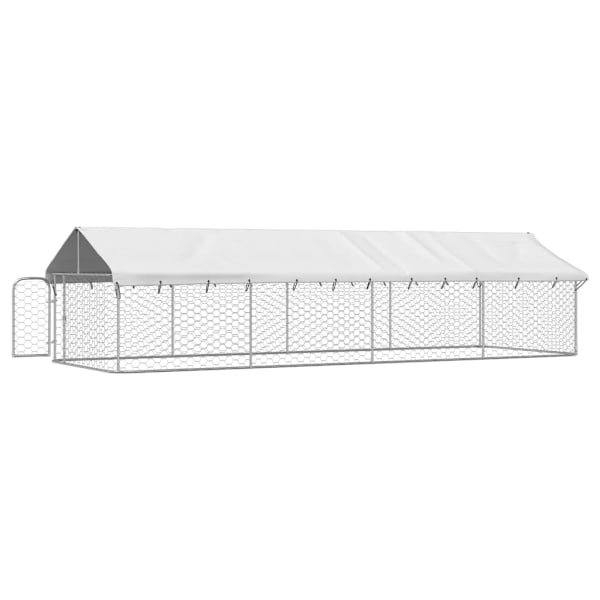 vidaXL Hundgård med tak för utomhusbruk 600x200x150 cm Silver