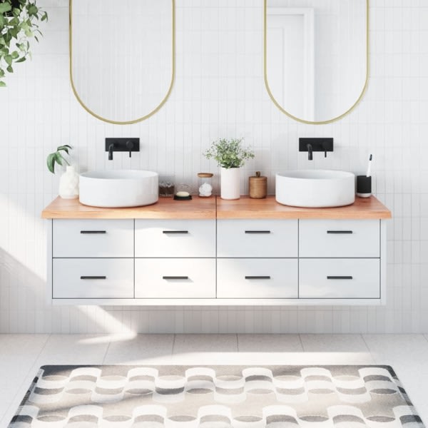 vidaXL Bänkskiva badrum ljusbrun 180x40x(2-4) cm behandlat massivt trä Brun
