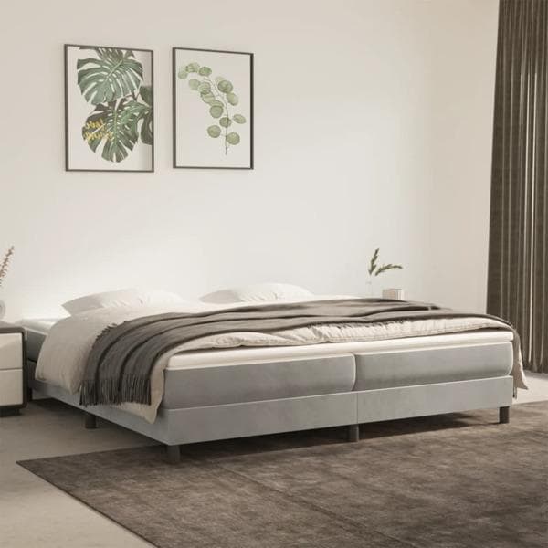 vidaXL Ramsäng ljusgrå 200x200 cm sammet Grå