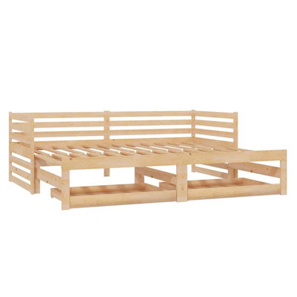 vidaXL Utdragbar dagbädd 2x(90x200) cm massiv furu Brun