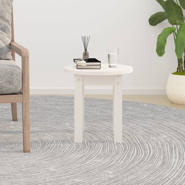 vidaXL Soffbord vit Ø 35x35 cm massiv furu Vit