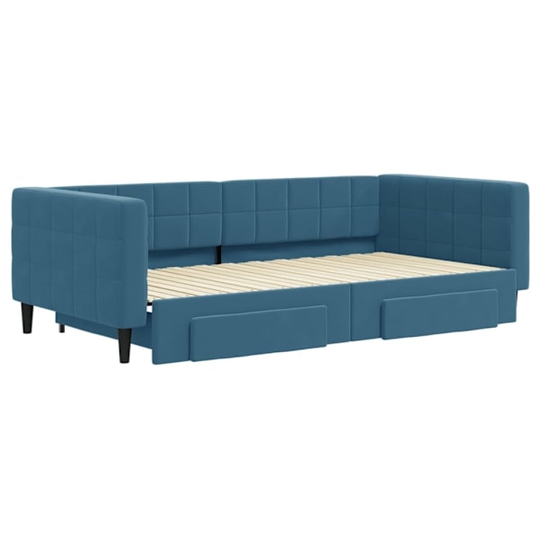 vidaXL Dagbädd utdragbar med lådor blå 100x200 cm sammet Blå