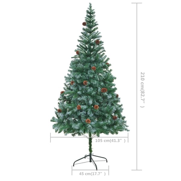 vidaXL Julgran med kottar 210 cm Grön