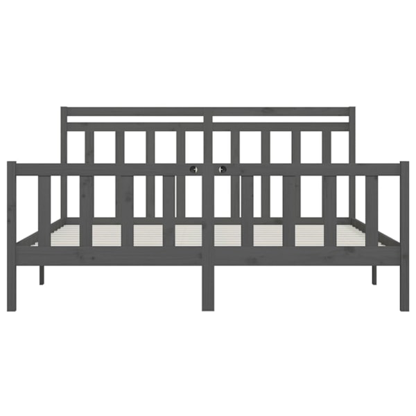 vidaXL Sängram grå massiv furu 200x200 cm Grå