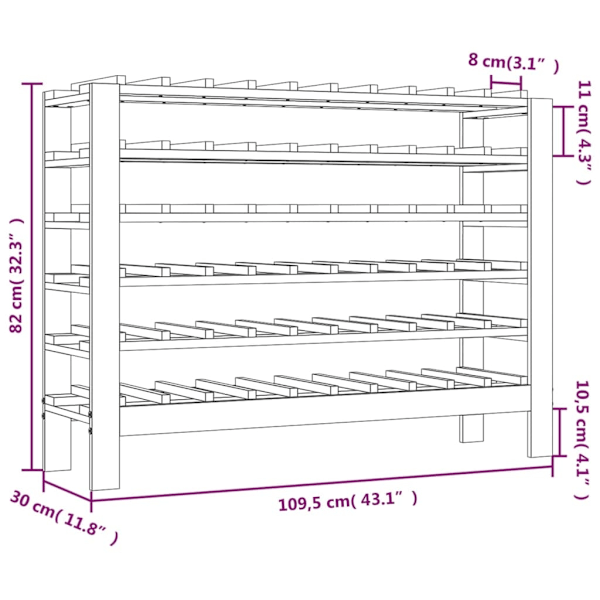 vidaXL Vinställ 109,5x30x82 cm massiv furu Brun