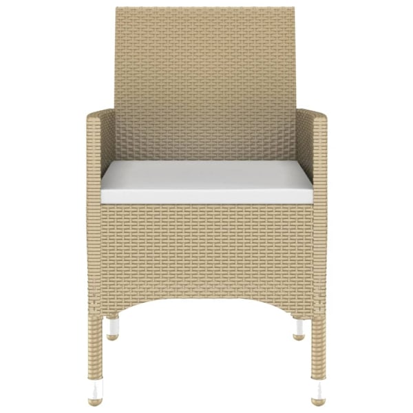 vidaXL Matgrupp för trädgården 7 delar konstrotting härdat glas beige Beige