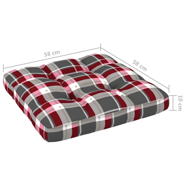 vidaXL Palldyna rödrutig 58x58x10 cm tyg multifärg