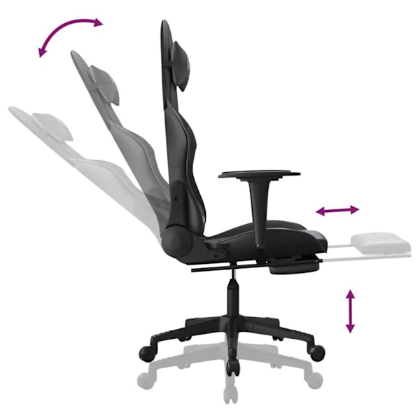 vidaXL Gamingstol med fotstöd svart konstläder Svart