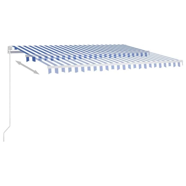 vidaXL Markis manuellt infällbar 450x350 cm blå och vit Blå