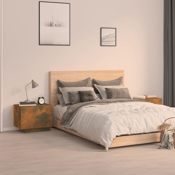 vidaXL Sängbord rökfärgad ek 100x35x40 cm konstruerat trä Brun