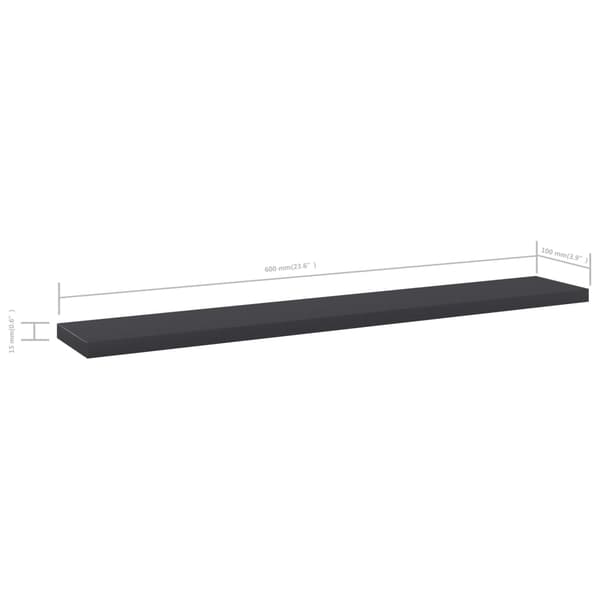 vidaXL Hyllplan 4 st grå 60x10x1,5 cm konstruerat trä grå
