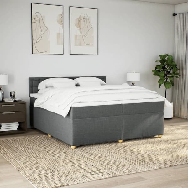 vidaXL Ramsäng med madrass mörkgrå 200x200 cm tyg Grå