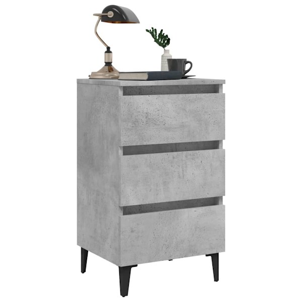 vidaXL Sängbord med metallben 2 st betonggrå 40x35x69 cm grå