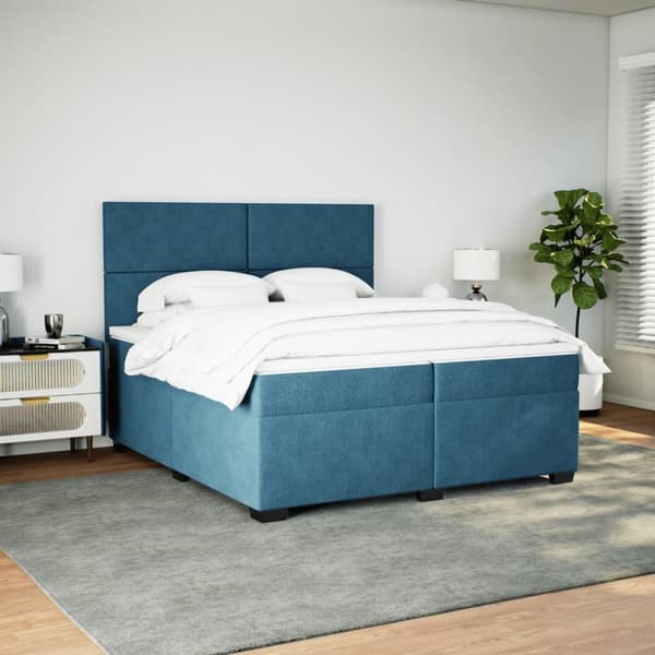 vidaXL Ramsäng med madrass blå 200x200 cm sammet Blå