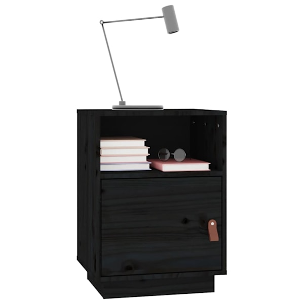 vidaXL Sängbord 2 st svart 40x34x55 cm massiv furu Svart
