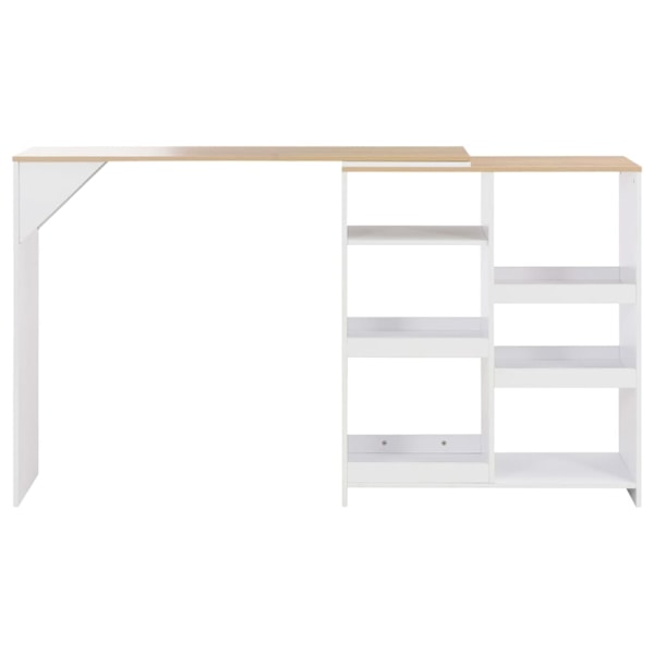 vidaXL Barbord med flyttbar hylla vit 138x39x110 cm Vit