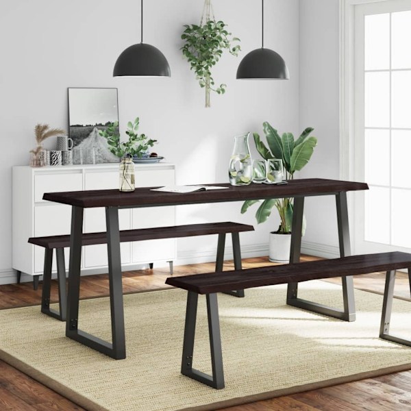 vidaXL Bordsskiva mörkbrun 180x60x(2-6) cm massivt trä levande kant Brun