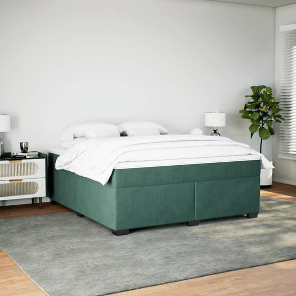 vidaXL Ramsäng med madrass mörkgrön 180x200 cm sammet Grön