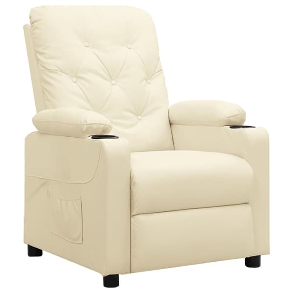 vidaXL Reclinerfåtölj gräddvit konstläder Creme