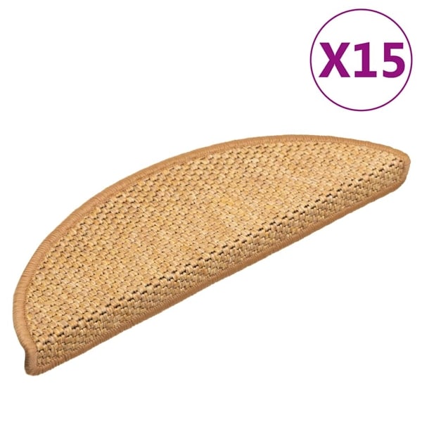 vidaXL Trappstegsmattor självhäftande sisal 15 st 56x17x3 cm sisal Orange