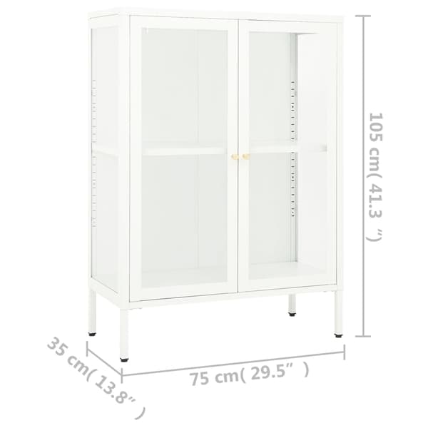 vidaXL Skänk vit 75x35x105 cm stål och glas Vit