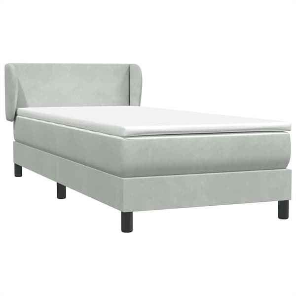 vidaXL Ramsäng med madrass ljusgrå 90x210 cm sammet Grå