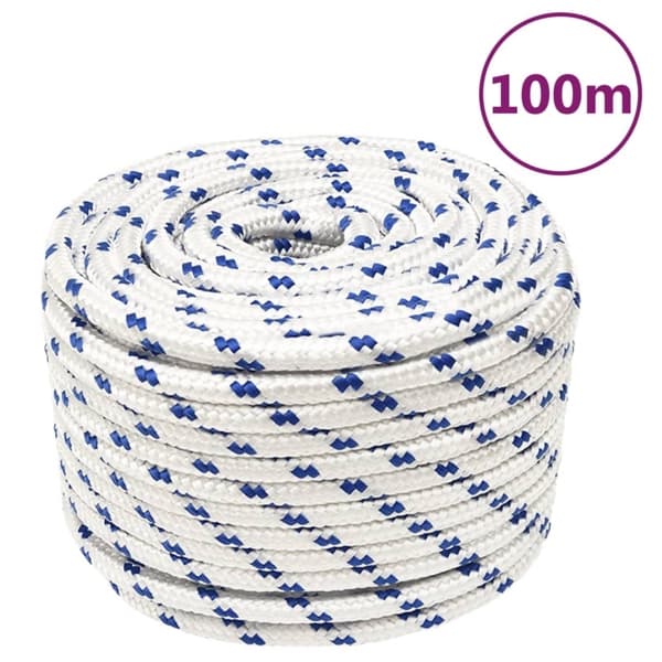 vidaXL Båtlina vit 12 mm 100 m polypropylen Vit