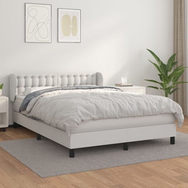 vidaXL Ramsäng med madrass vit 140x190 cm konstläder Vit