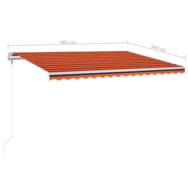 vidaXL Automatisk markis med vindsensor & LED 400x300 cm orange/brun Orange