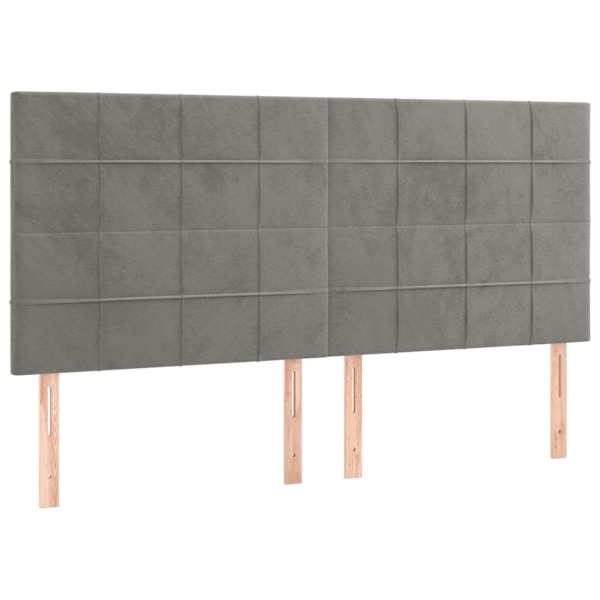 vidaXL Ramsäng med madrass ljusgrå 160x200 cm sammet Grå