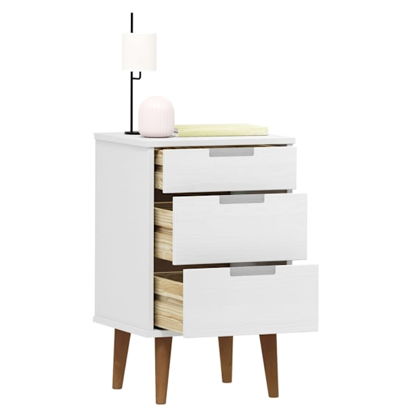 vidaXL Sängbord MOLDE vit 40x35x65 cm massiv furu Vit