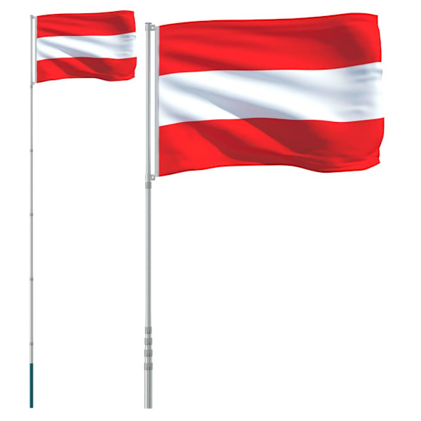 vidaXL Österrikes flagga med flaggstång 5,55 m aluminium