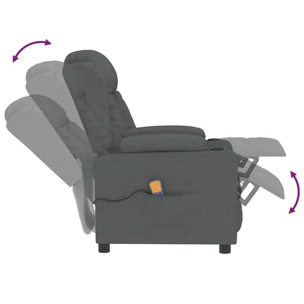 vidaXL Massagefåtölj mörkgrå tyg grå