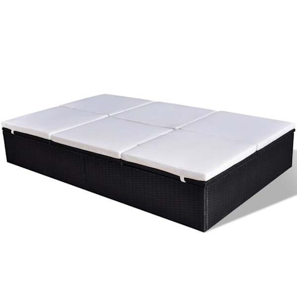 vidaXL Solsäng Poly Rattan Svart Svart