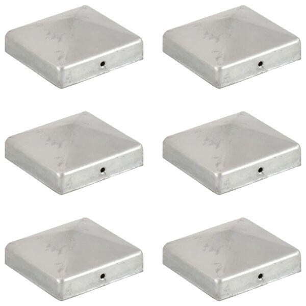 vidaXL Stolphattar pyramid 6 st galvaniserad metall 81x81 mm Silver