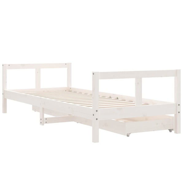 vidaXL Sängram för barnsäng m. lådor vit 80x200 cm massiv furu Vit