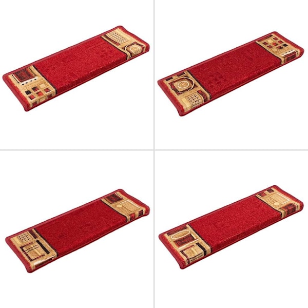 vidaXL Trappstegsmattor självhäftande 10 st 65x21x4 cm röd Röd