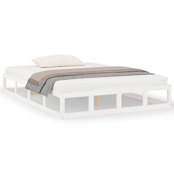 vidaXL Sängram vit 140x190 cm massivt trä Vit