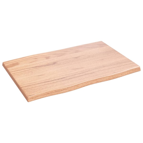 vidaXL Bordsskiva ljusbrun 60x40x2 cm behandlad massiv ek levande kant Brun