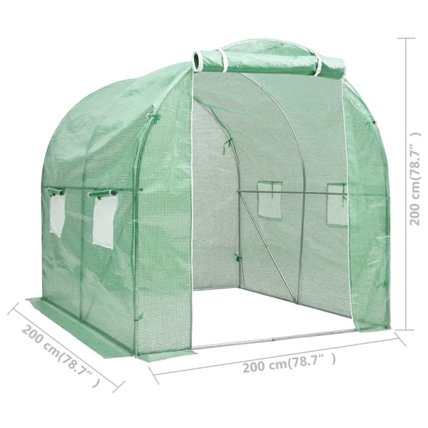 vidaXL Växthus 4 m² 2x2x2 m Grön