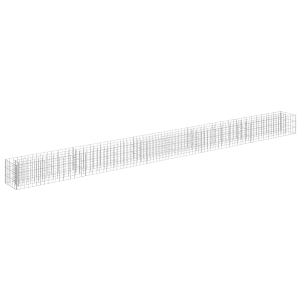 vidaXL Planteringsgabion upphöjd galvaniserat stål 450x30x30 cm Silver