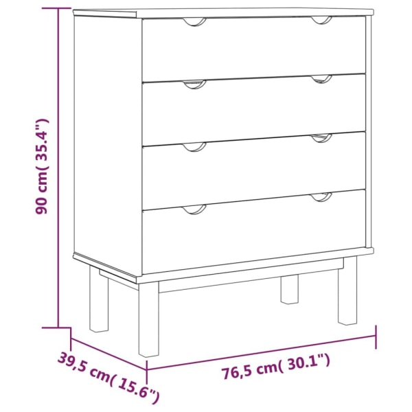 vidaXL Byrå OTTA brun&grå 76,5x39,5x90cm massiv furu Grå