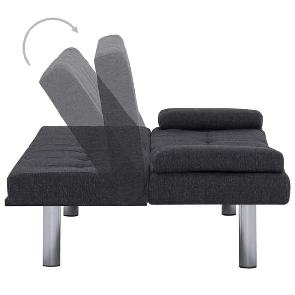 vidaXL Bäddsoffa med två kuddar mörkgrå polyester grå