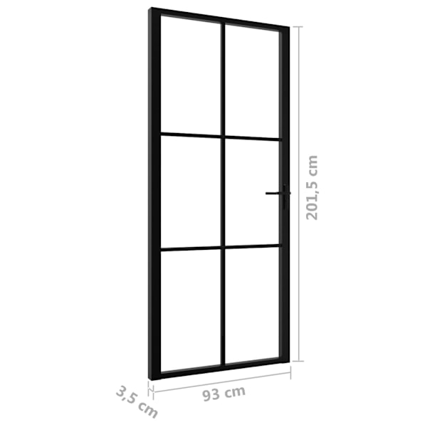 vidaXL Innerdörr ESG-glas och aluminium 93x201,5 cm svart Svart