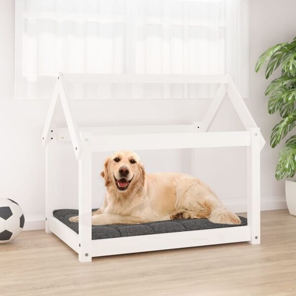 vidaXL Hundbädd vit 81x60x70 cm massiv furu Vit