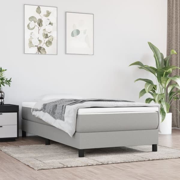vidaXL Sängram utan madrass ljusgrå 90x190 cm tyg Grå